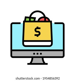 buying products basket of online shop color icon vector. buying products basket of online shop sign. isolated symbol illustration