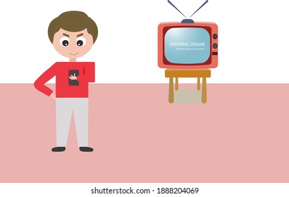 Buying products online, Selling products online, Shipping products, Selling products online, Shopping via the Internet, Online shopping store on website and mobile phone design, Vector illustration. D