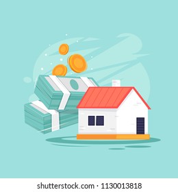 Buying a property. Flat design vector illustration.