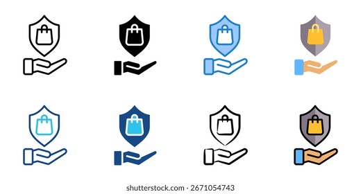Conjunto de iconos de protección de compra colección de estilo múltiple 
