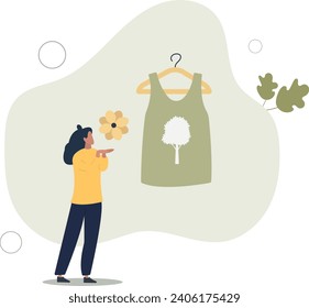 buying recycling eco friendly clothes and textile consciously. Conscious consumption, slow fashion and responsible shopping concept.flat vector illust