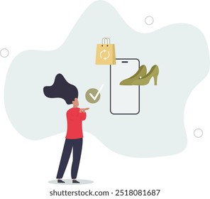 buying recycling eco friendly clothes and textile consciously.flat design with people.