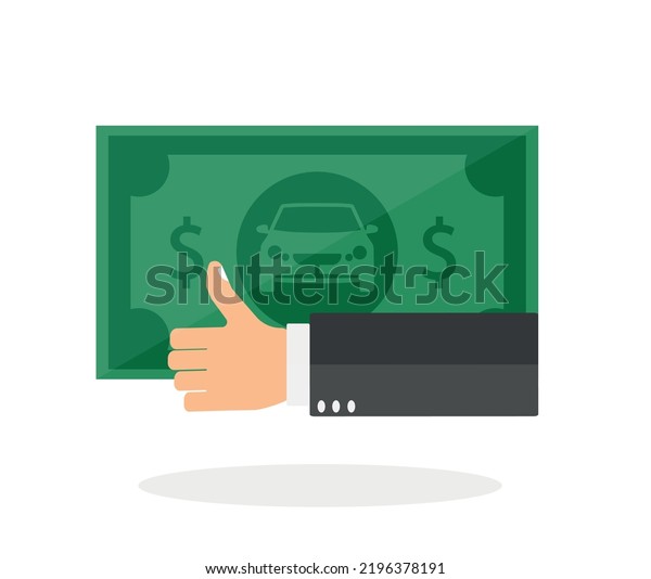 Buying and Renting a car concept. car and\
dollar icon vector.\
