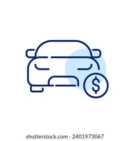 Buying or renting a car. Car and dollar symbol. Pixel perfect icon