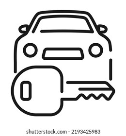 Buying or renting Car outline icon. Car Keys chain vector illustration