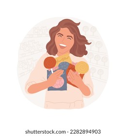 Comprando dulces aislados ilustraciones vectoriales de dibujos animados. Tiempo de compras para adolescentes, muchacha sonriente haciendo compra en supermercado, hermosa adolescente comprando dulces en la tienda de comida vectorial caricatura.