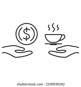 Compra de té, símbolo lineal, icono de trazo modificable vectorial para la interfaz de usuario.