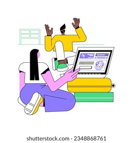 Buying tickets isolated cartoon vector illustrations. Happy couple buying tickets for vacation online using laptop and credit card, people lifestyle, getting ready for travelling vector cartoon.