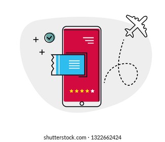 Buying tickets online concept, E-Commerce, Online Shopping on the internet with a smartphone. Airline tickets, cinema tickets.