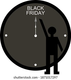 Tiempo de compra, plazo límite para empezar la temporada de compras del Black Friday aislado de fondo blanco
