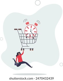Buying time to delay or gain more time to do something, time is money,flat vector illustration.