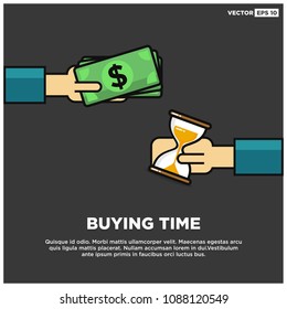 Buying Time Hour Glass Concept With Dollars in Cash