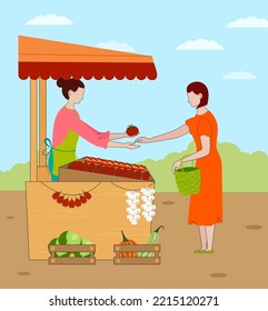 Buying vegetables at the market