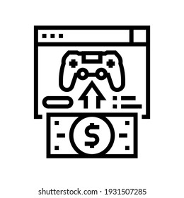 buying video game line icon vector. buying video game sign. isolated contour symbol black illustration