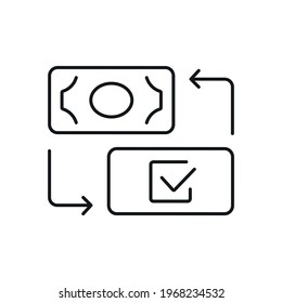 Icono de compra de votos lineales. Votación. Ilustración personalizable de línea delgada. Símbolo de contorno. Dibujo de contorno aislado del vector. Trazo editable