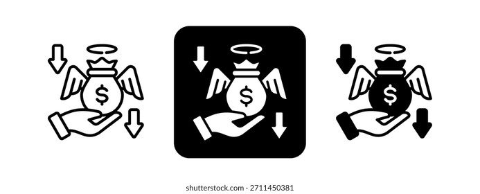 Buyout Solid color and black line drawing vector illustration set