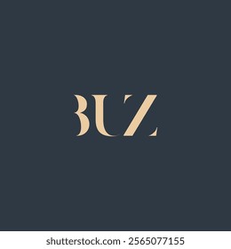 BUZ abstract letter logo design. This logo is designed by three abstract letters.