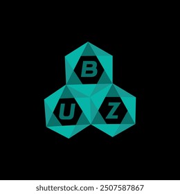 Logotipo minimalista creativo de la letra de BUZ. Diseño único del logotipo de la letra del alfabeto de las iniciales del Vector de BUZ
