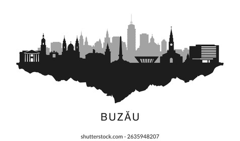 Buzau Romania Skyline Cityscape Vector.