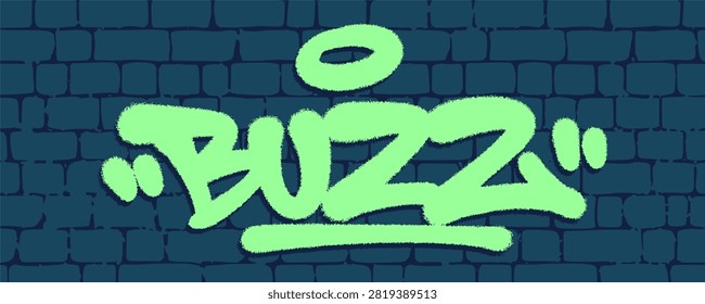 Buzz coffee graffiti lettering illustration showcases hand drawn urban typography tag word design. Energy caffeine boost font isolated on transparent background for clip art.