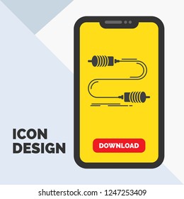 Buzz, communication, interaction, marketing, wire Glyph Icon in Mobile for Download Page. Yellow Background