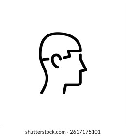 buzz cut hairstyle outline icon. male avatar side view black line illustration.