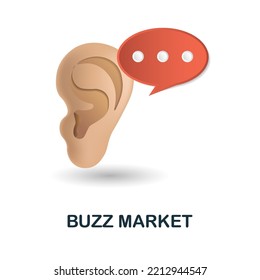 Buzz Market icon. 3d illustration from project development collection. Creative Buzz Market 3d icon for web design, templates, infographics and more