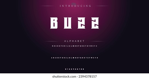 Buzz Modern Bold Font. Sans Serif Font. Regular Italic Uppercase Lowercase Typography urban style alphabet fonts for fashion, sport, technology, digital, movie, logo design, vector illustration