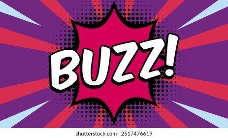 BUZZ text template on retro background for stickers, posters, social media posts