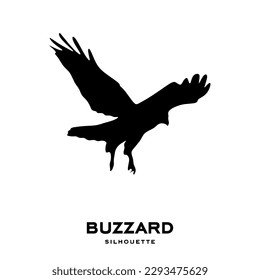 Silueta de pájaro zumbante aislada de fondo blanco. Icono común de Buzzard. ilustración vectorial