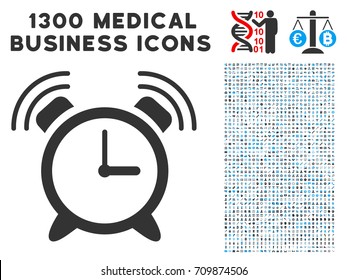 Buzzer grey vector icon with 1300 doctor business pictographs. Collection style is flat bicolor light blue and gray pictograms.
