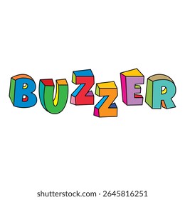 buzzer text colorful design vector on white background