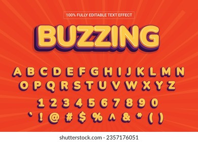 Buzzing Text Script Font Style 3D Effect. Complete set of alphabet, number and symbol. Mobile Game and Fun Zone on ecommerce platform.