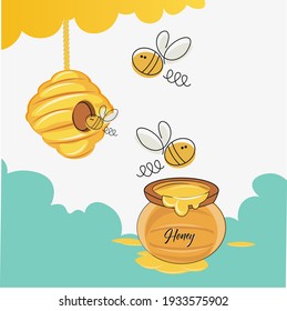 Buzzy Bee Vector Illustration Hive Honey Stock Vector (Royalty Free ...