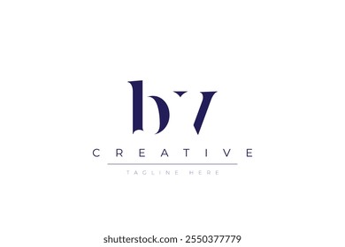 BV abstract minimalist letters Logo Monogram. It is a minimalist logo, this logo is made by combining two letters