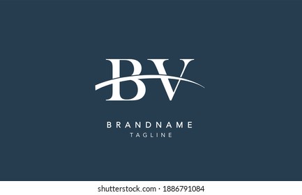 BV Alphabet initial swoosh Abstract Icon Logo vector illustration