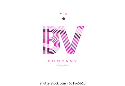 bv b v alphabet letter logo pink purple line font creative text dots company vector icon design template