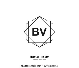 BV B V Initial logo letter with minimalist concept vector