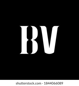 Diseño del logotipo de la letra B V del BV. Letra inicial del logotipo en monograma superior del BV color blanco. Logo de BV, diseño de B V. BV, B V	