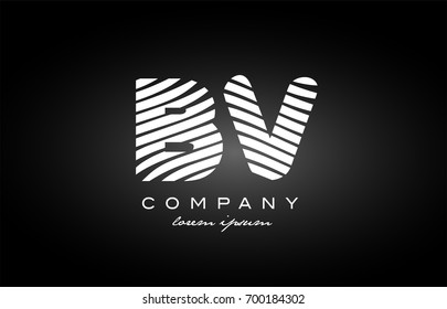 BV B V letter logo combination black white alphabet vector creative company icon design template modern