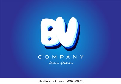 BV B V letter logo combination alphabet vector creative company icon design template modern blue white 3d