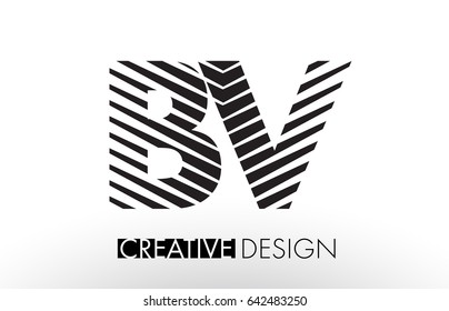 BV B V Lines Letter Design with Creative Elegant Zebra Vector Illustration.