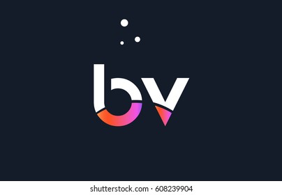 bv b v  pink modern creative purple alphabet white blue gradient company letter logo design vector icon template