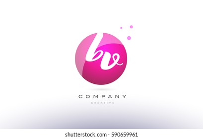 bv b v  sphere pink 3d alphabet company letter combination logo hand writting written design vector icon template 