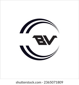 BV B V White Letter Logo Design with Black Square