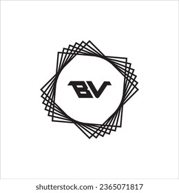 BV B V White Letter Logo Design mit schwarzem Quadrat