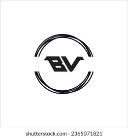 BV B V White Letter Logo Design with Black Square
