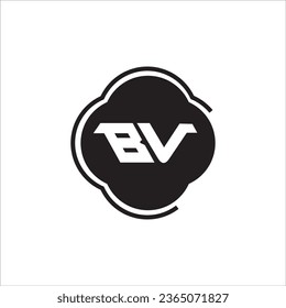 BV B V White Letter Logo Design with Black Square