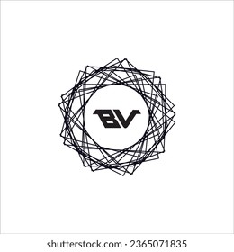 BV B V White Letter Logo Design mit schwarzem Quadrat