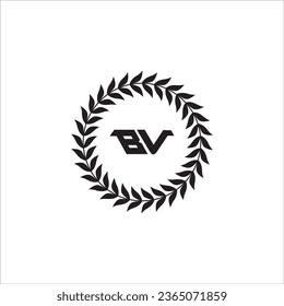 BV B V White Letter Logo Design with Black Square